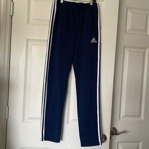 NWOT ADIDAS JOGGING/WORKOUT PANTS Sz L (14/16) UNISEX Navy blue/white stripe. EC